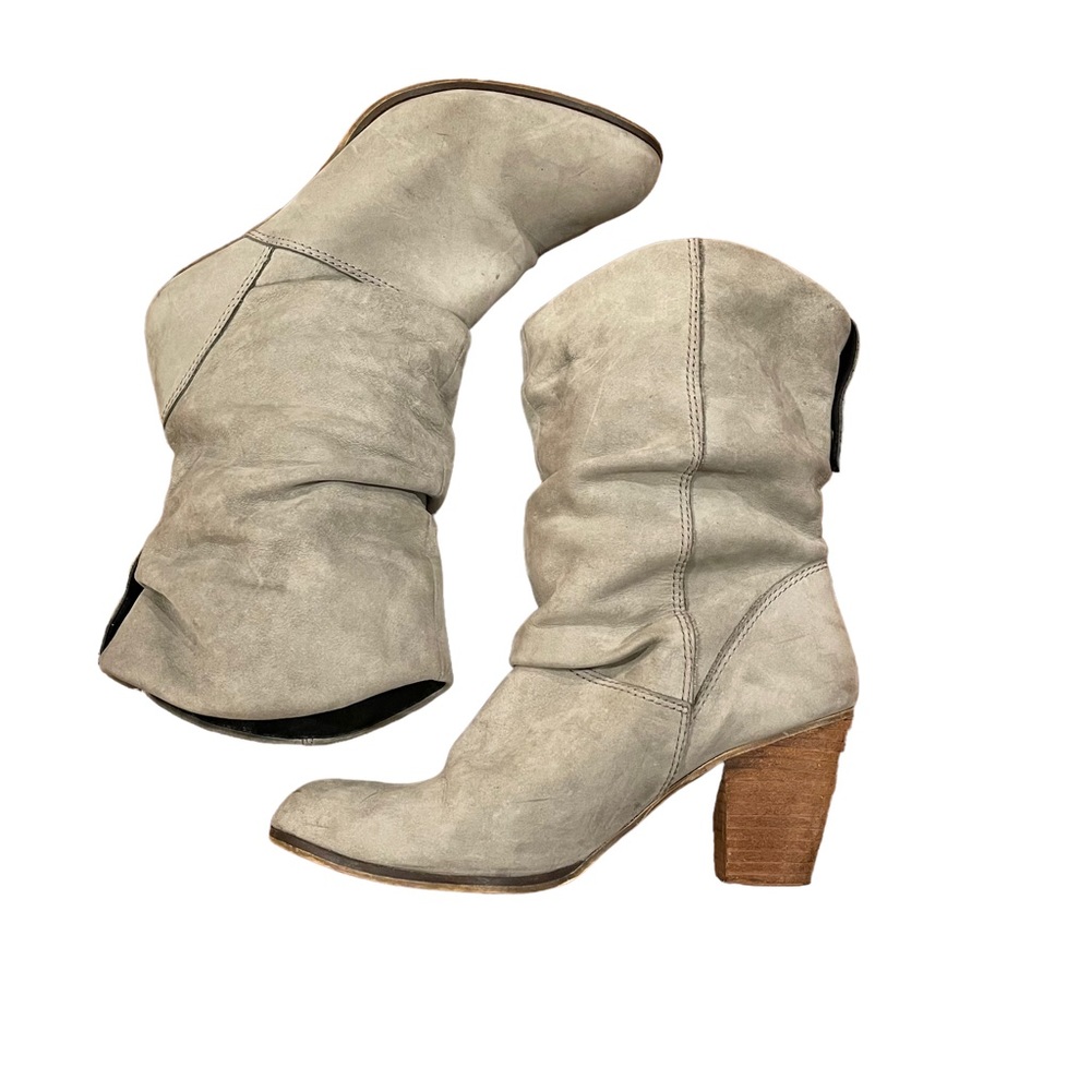 Aldo Women’s Gray Slouchy Round Toe Cone Heel Boots Size 8.5 - Picture 2 of 7